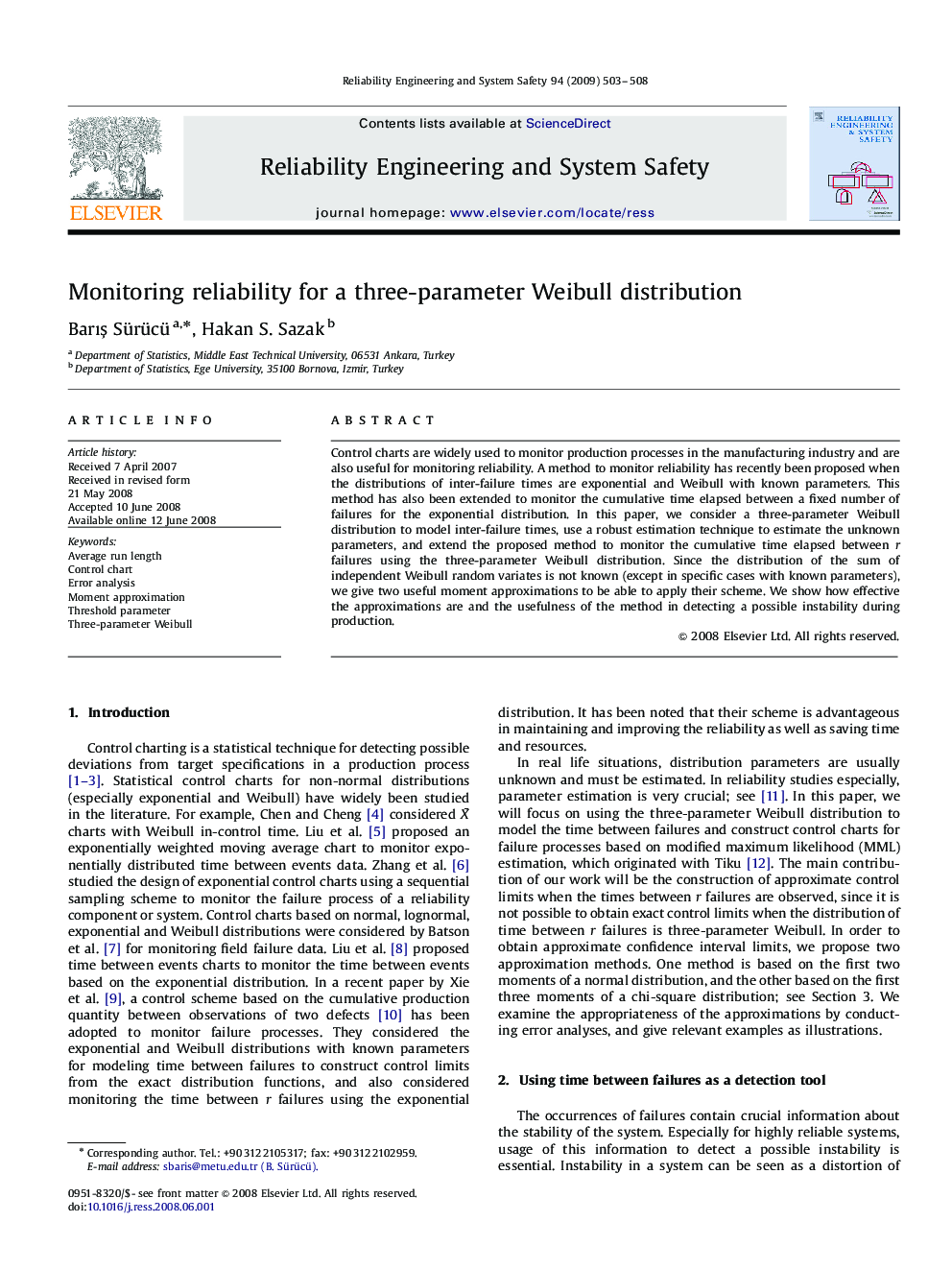 Monitoring reliability for a three-parameter Weibull distribution