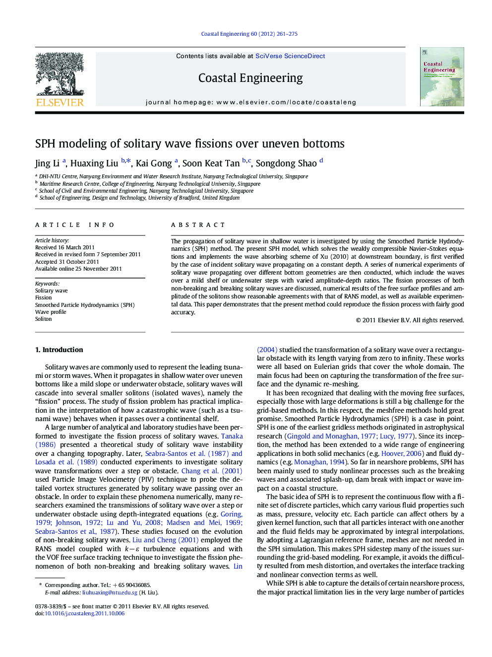 SPH modeling of solitary wave fissions over uneven bottoms