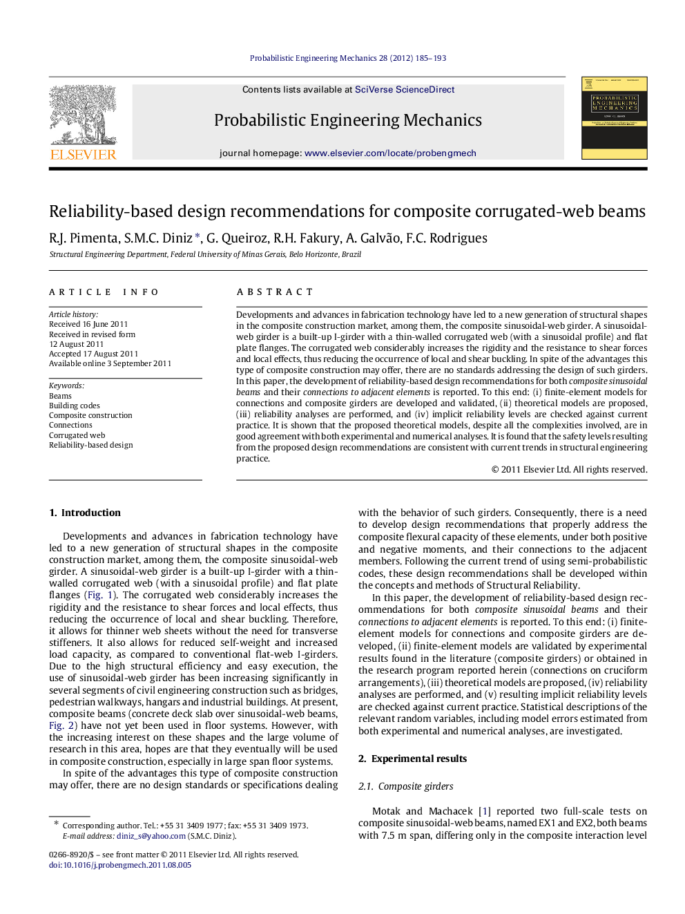 Reliability-based design recommendations for composite corrugated-web beams