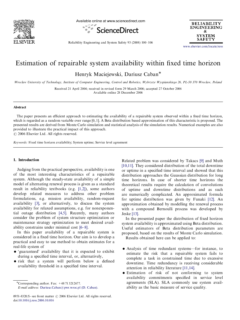 Estimation of repairable system availability within fixed time horizon