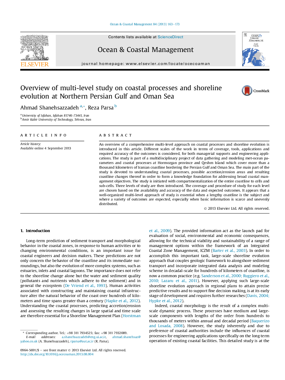 Overview of multi-level study on coastal processes and shoreline evolution at Northern Persian Gulf and Oman Sea