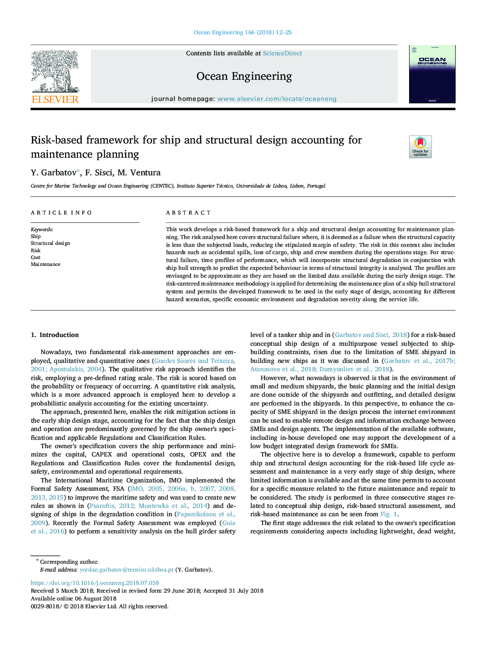 Risk-based framework for ship and structural design accounting for maintenance planning