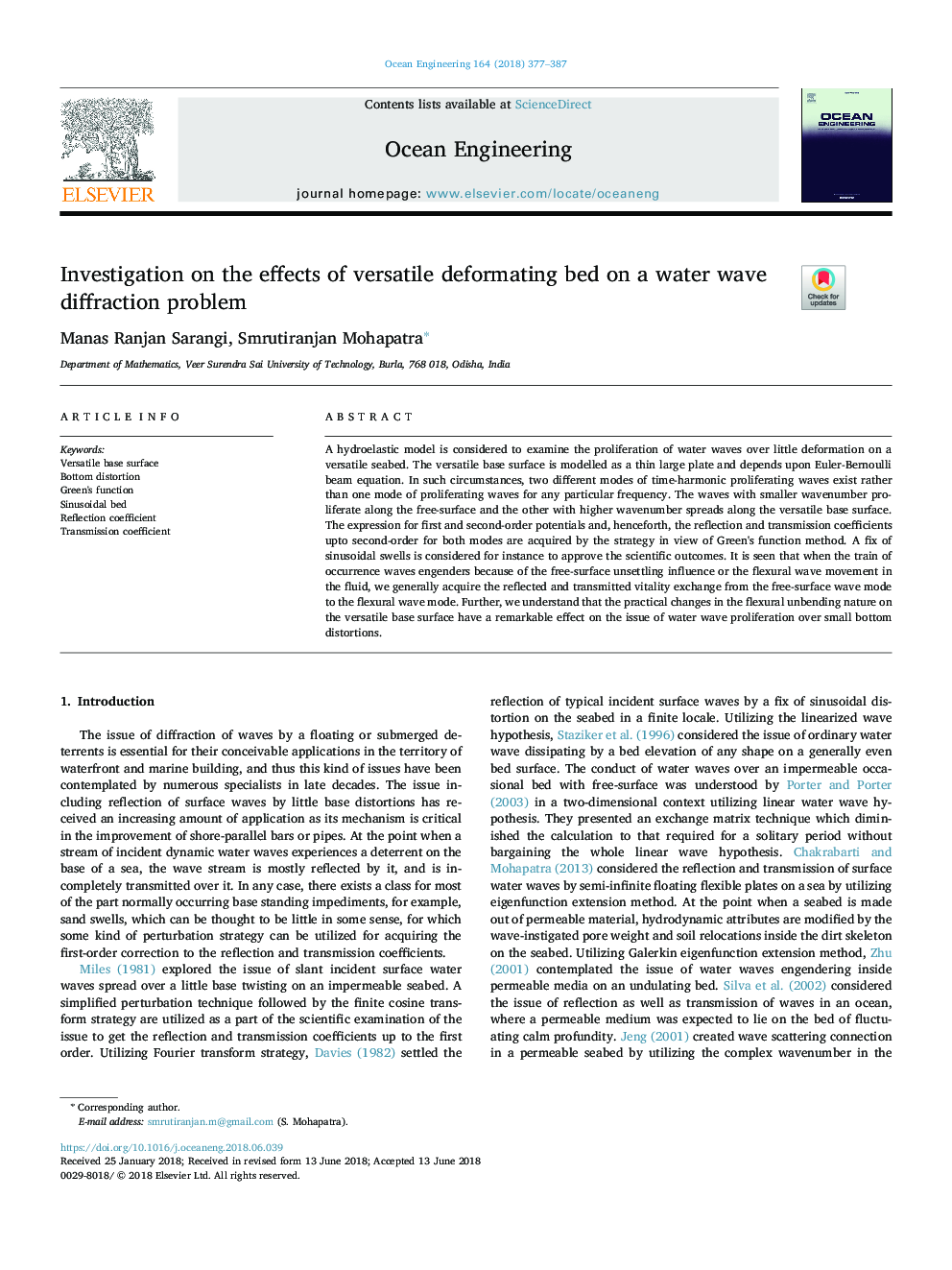 Investigation on the effects of versatile deformating bed on a water wave diffraction problem