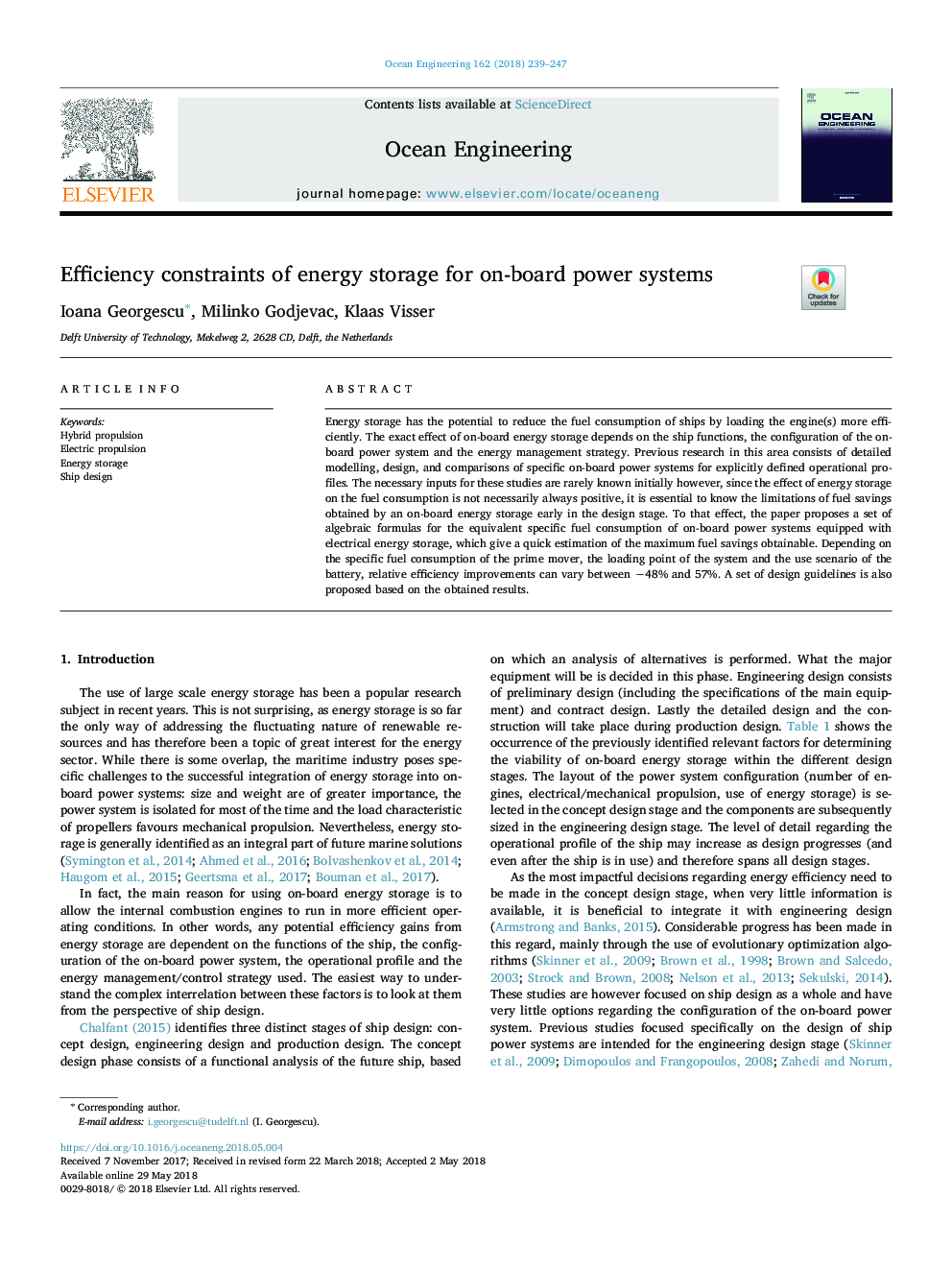 Efficiency constraints of energy storage for on-board power systems