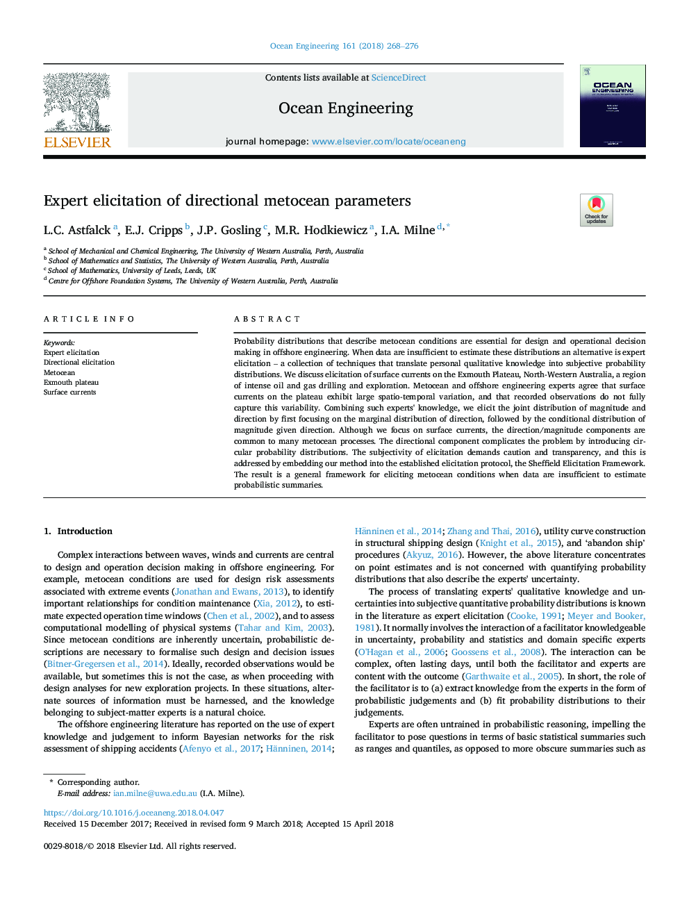 Expert elicitation of directional metocean parameters