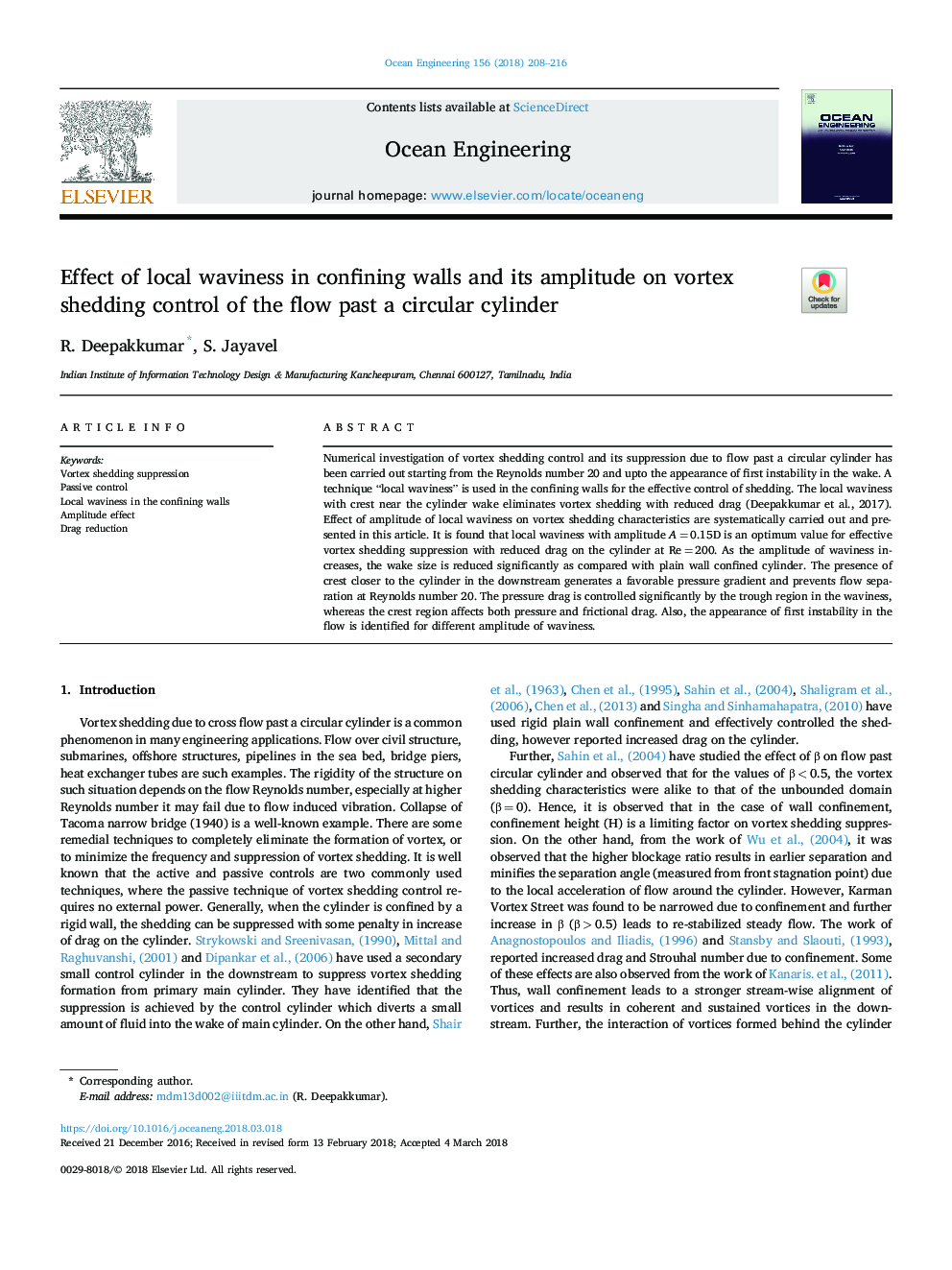 Effect of local waviness in confining walls and its amplitude on vortex shedding control of the flow past a circular cylinder