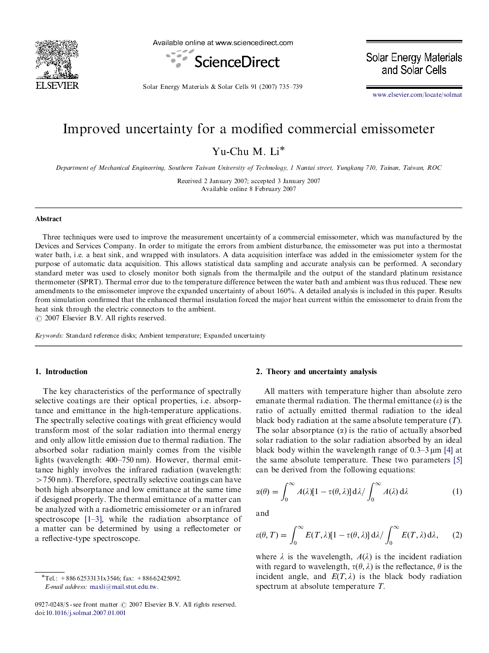 Improved uncertainty for a modified commercial emissometer