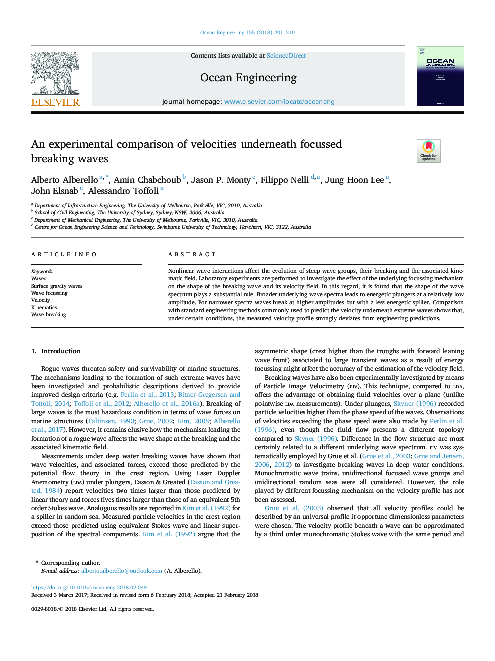 An experimental comparison of velocities underneath focussed breaking waves