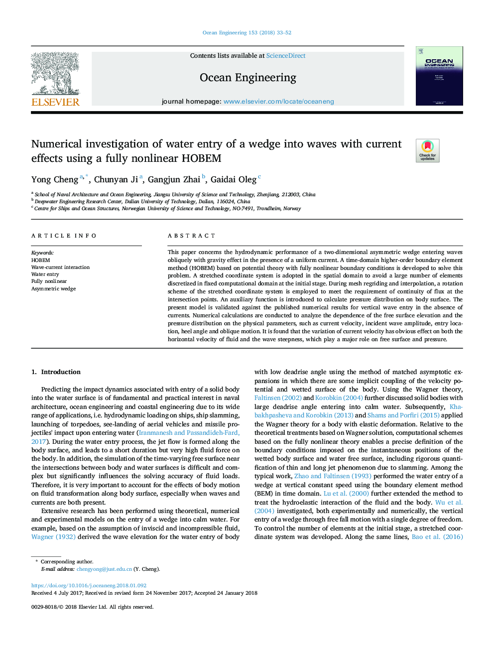 Numerical investigation of water entry of a wedge into waves with current effects using a fully nonlinear HOBEM