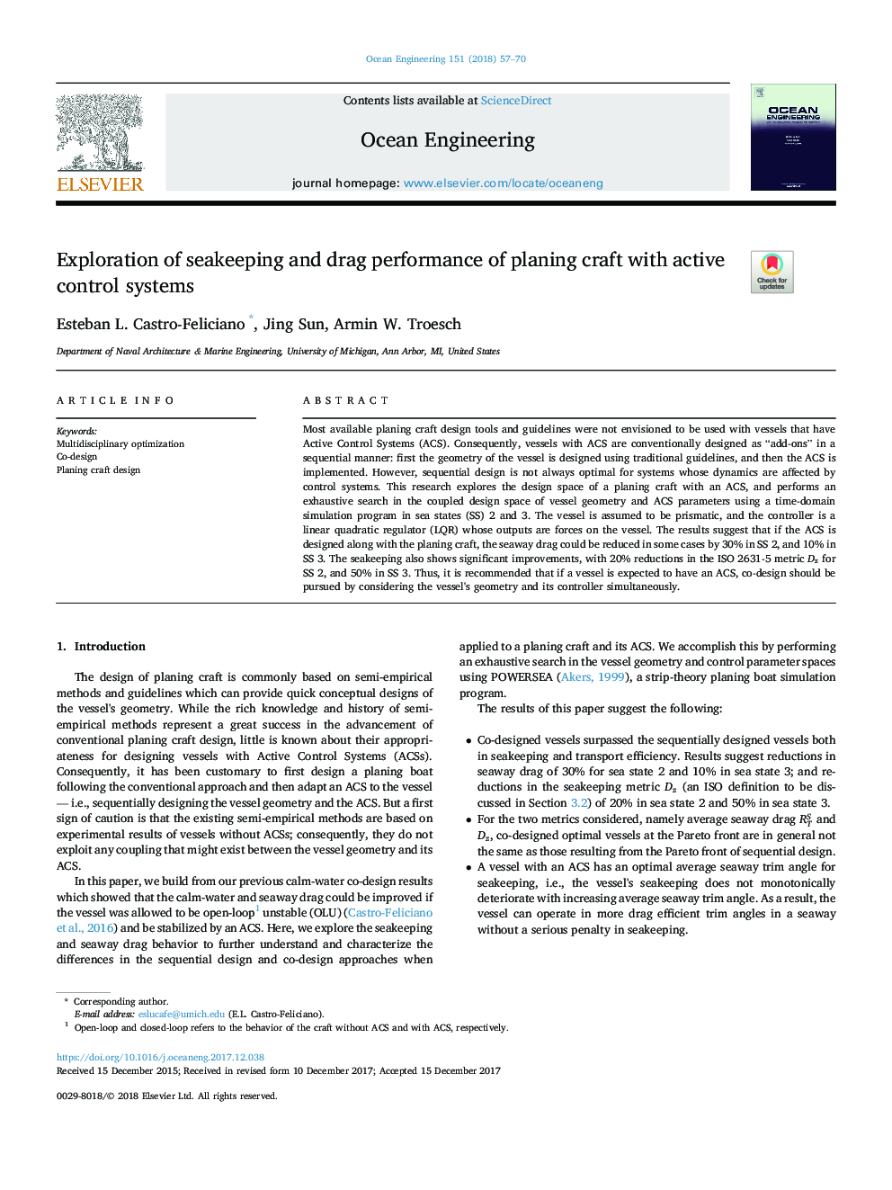 Exploration of seakeeping and drag performance of planing craft with active control systems