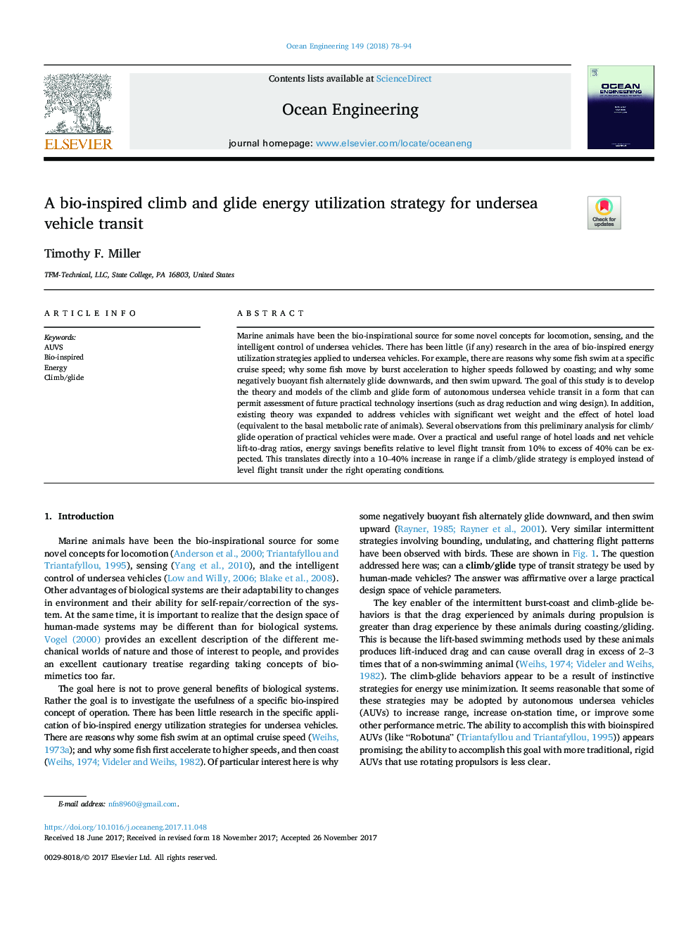 A bio-inspired climb and glide energy utilization strategy for undersea vehicle transit