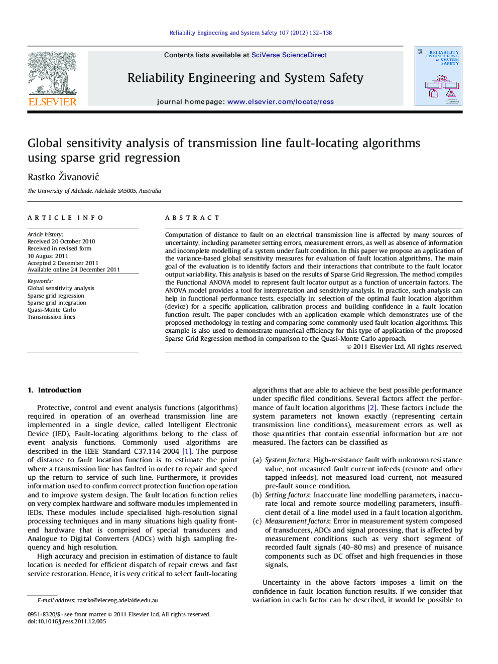 Global sensitivity analysis of transmission line fault-locating algorithms using sparse grid regression