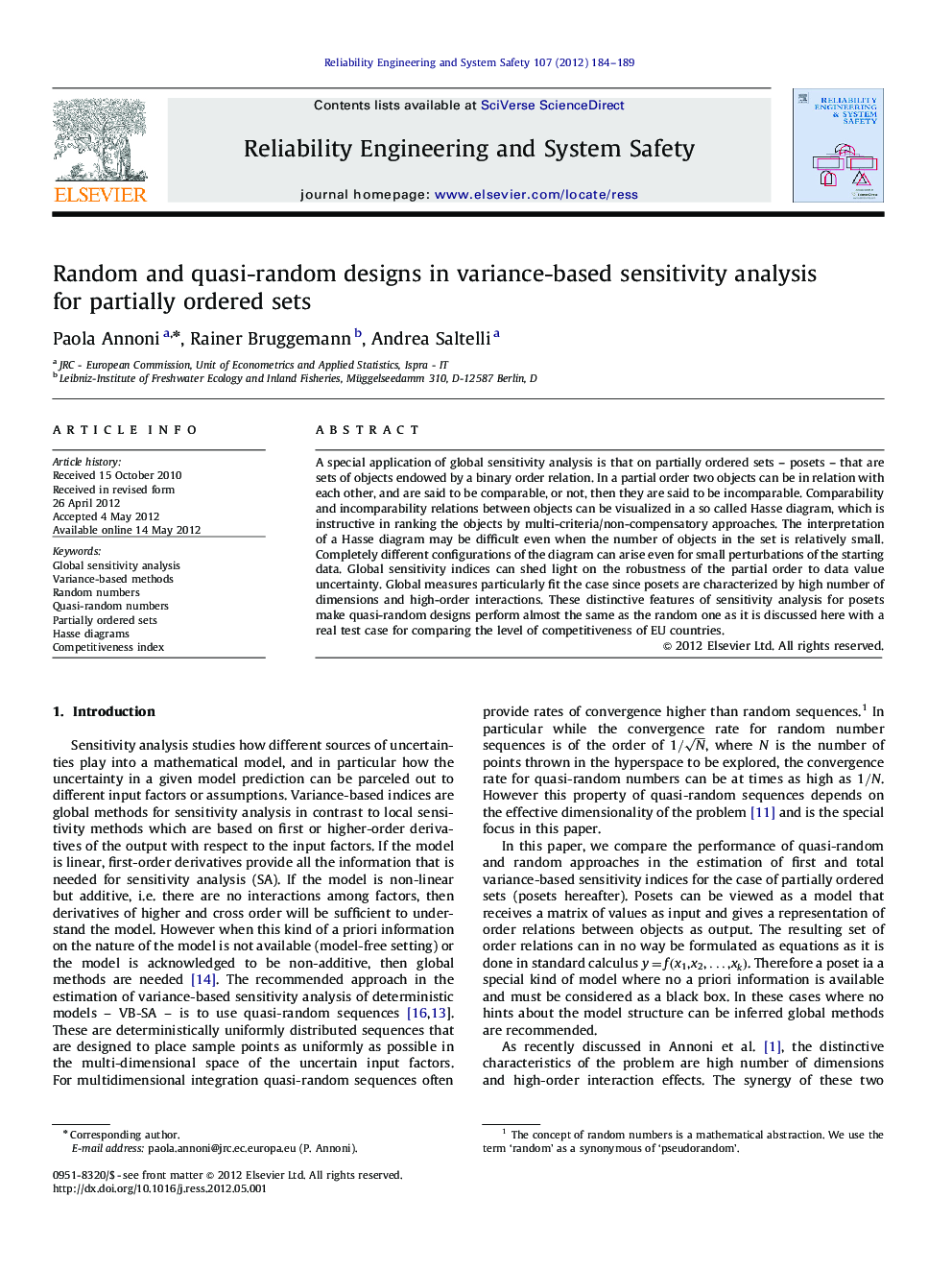 Random and quasi-random designs in variance-based sensitivity analysis for partially ordered sets