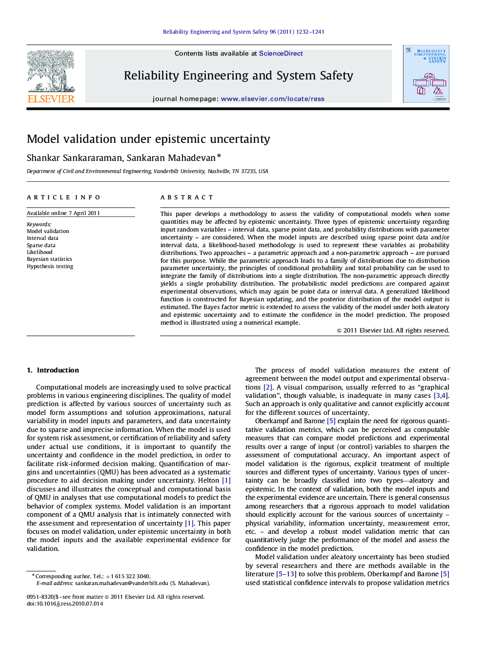 عکس صفحه اول مقاله: Model validation under epistemic uncertainty Model validation under epistemic uncertainty