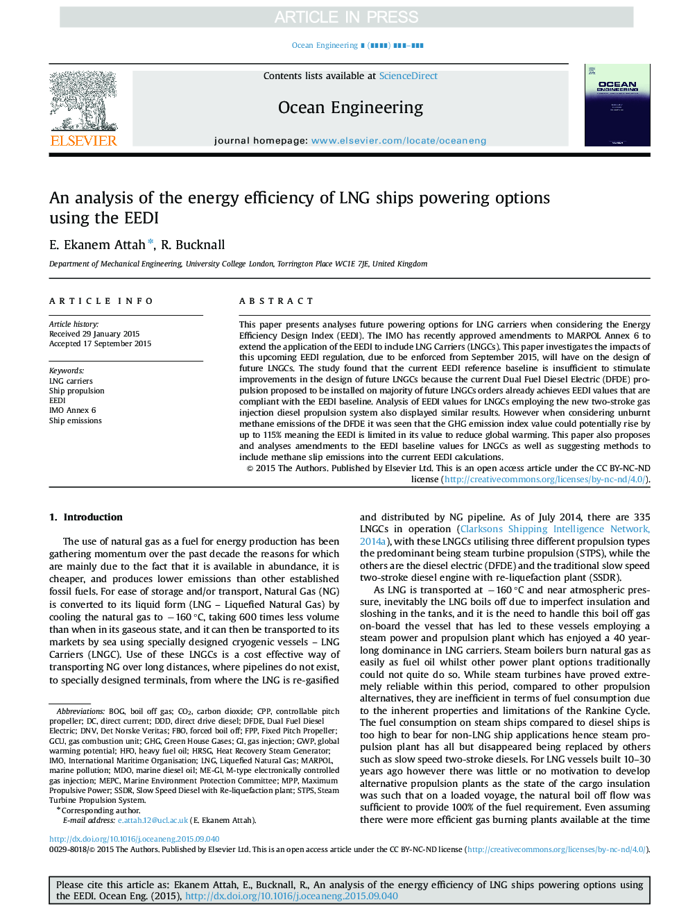 An analysis of the energy efficiency of LNG ships powering options using the EEDI