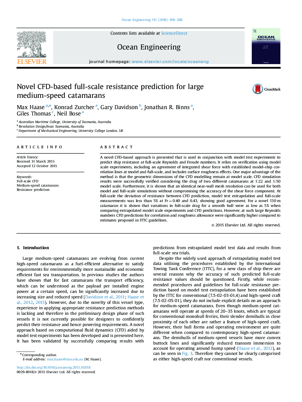 Novel CFD-based full-scale resistance prediction for large medium-speed catamarans