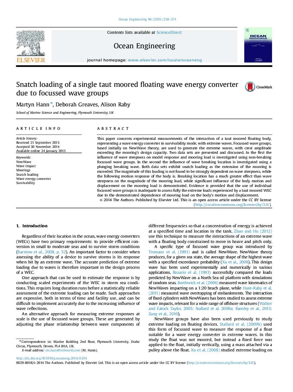 Snatch loading of a single taut moored floating wave energy converter due to focussed wave groups