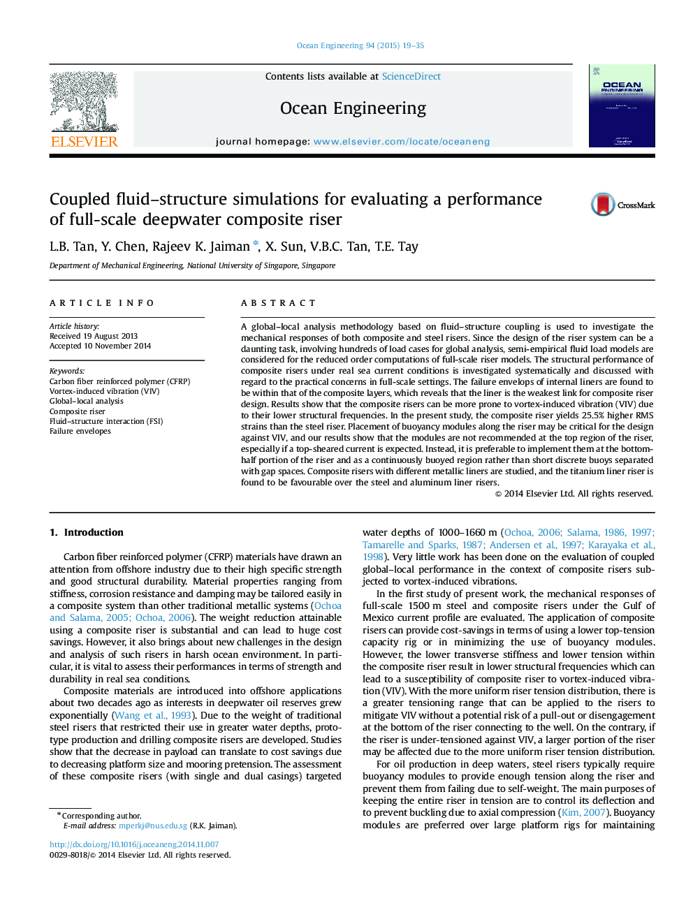 Coupled fluid-structure simulations for evaluating a performance of full-scale deepwater composite riser