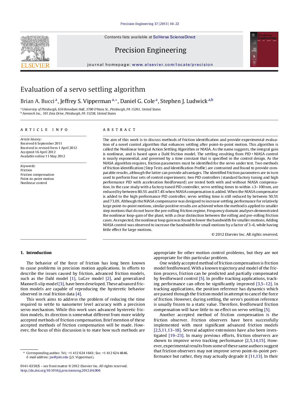 عکس صفحه اول مقاله: Evaluation of a servo settling algorithm Evaluation of a servo settling algorithm