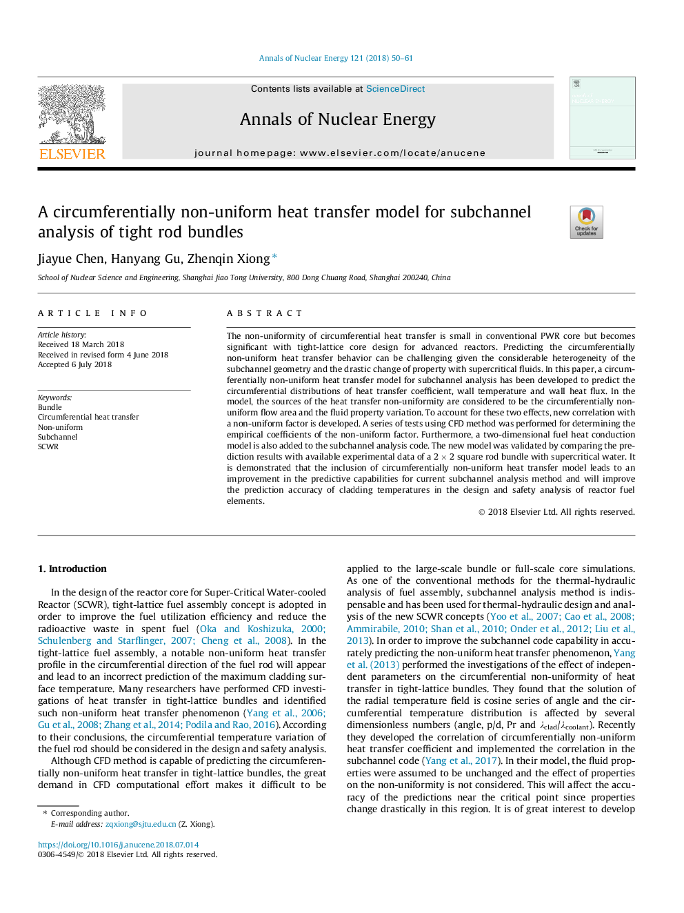 A circumferentially non-uniform heat transfer model for subchannel analysis of tight rod bundles