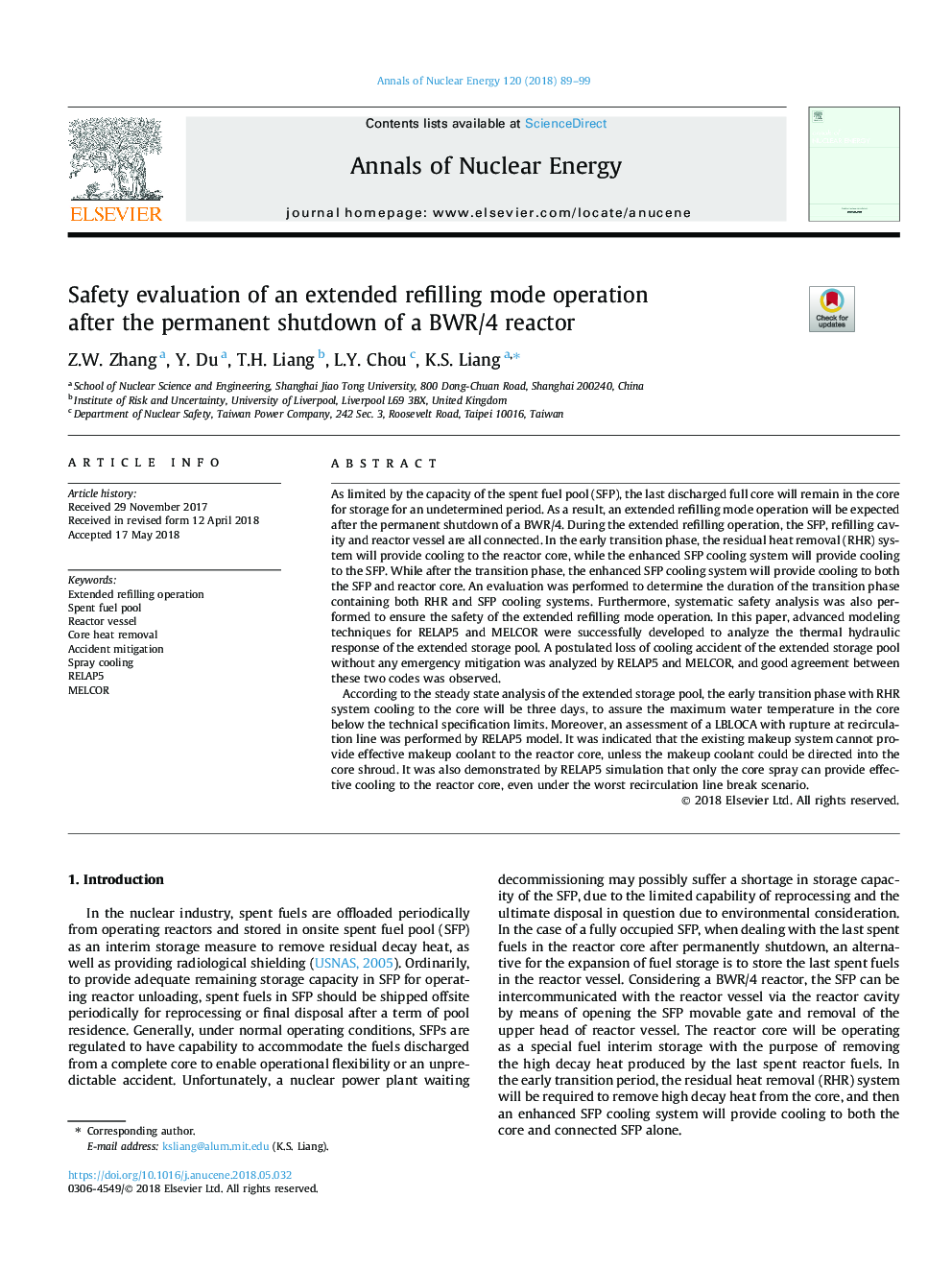 Safety evaluation of an extended refilling mode operation after the permanent shutdown of a BWR/4 reactor