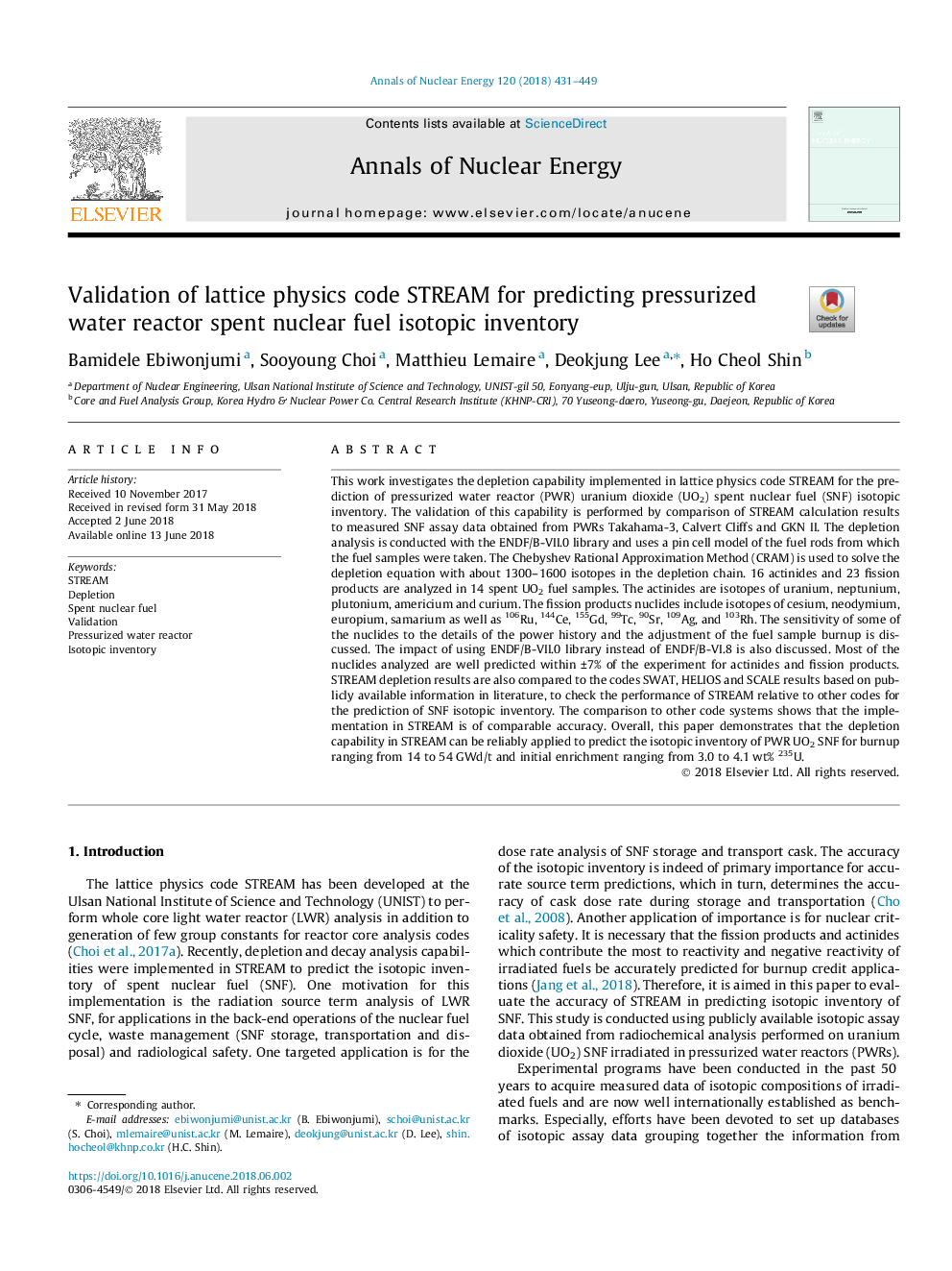 Validation of lattice physics code STREAM for predicting pressurized water reactor spent nuclear fuel isotopic inventory