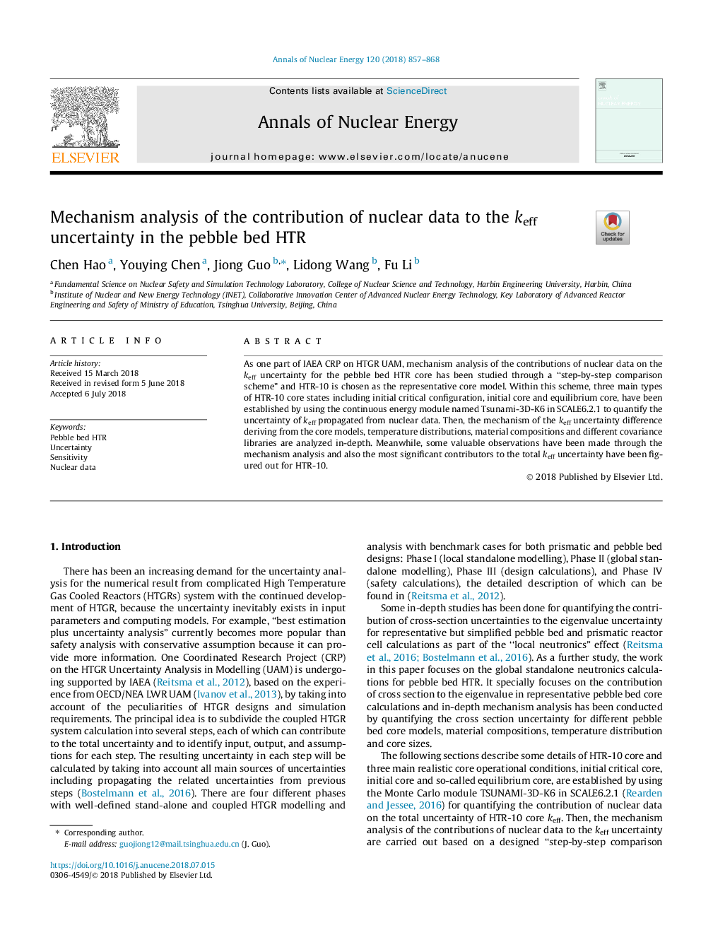 Mechanism analysis of the contribution of nuclear data to the keff uncertainty in the pebble bed HTR