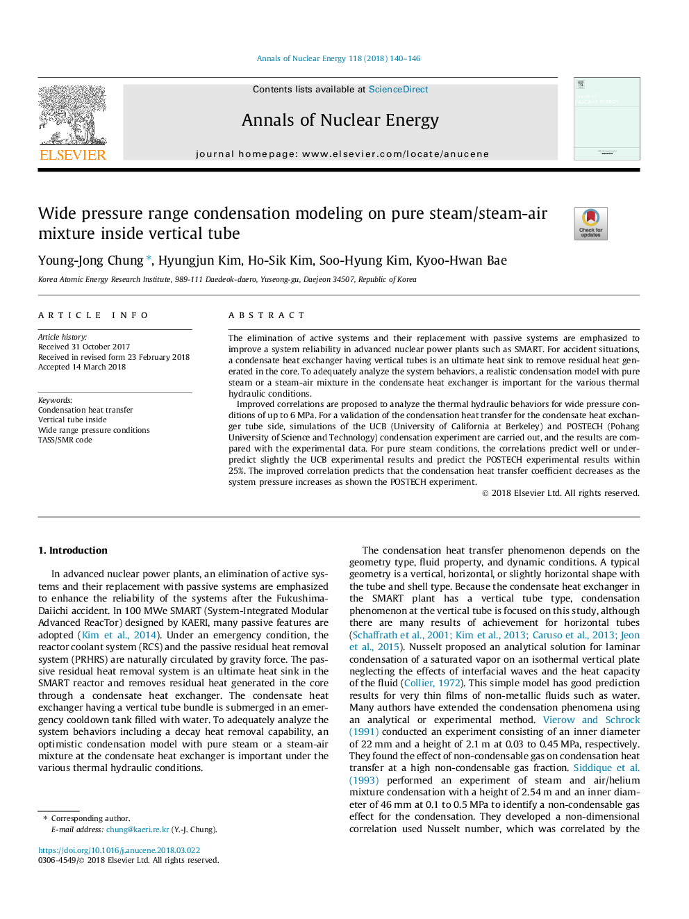 Wide pressure range condensation modeling on pure steam/steam-air mixture inside vertical tube