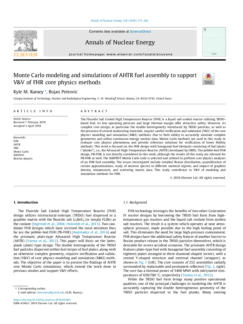 Monte Carlo modeling and simulations of AHTR fuel assembly to support V&V of FHR core physics methods