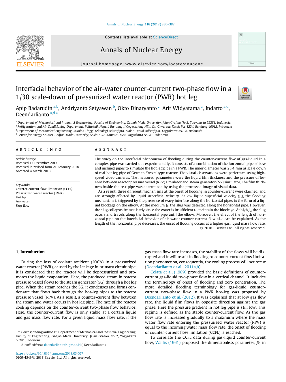 Interfacial behavior of the air-water counter-current two-phase flow in a 1/30 scale-down of pressurized water reactor (PWR) hot leg