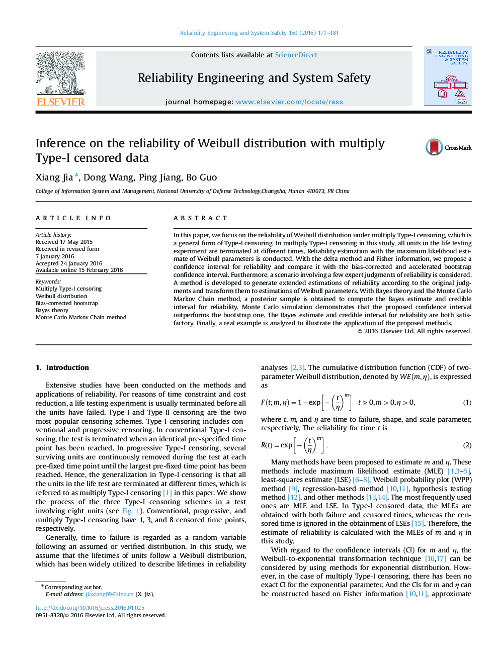 Inference on the reliability of Weibull distribution with multiply Type-I censored data