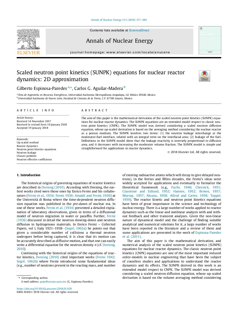 Scaled neutron point kinetics (SUNPK) equations for nuclear reactor dynamics: 2D approximation