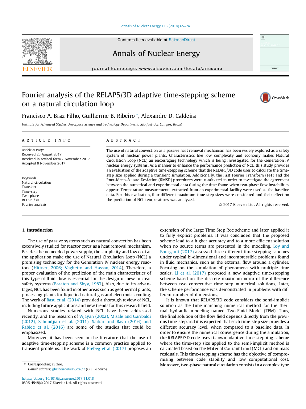 Fourier analysis of the RELAP5/3D adaptive time-stepping scheme on a natural circulation loop