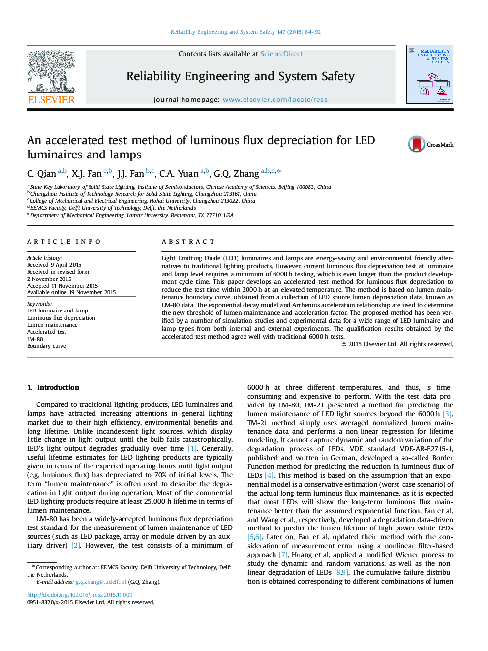 An accelerated test method of luminous flux depreciation for LED luminaires and lamps