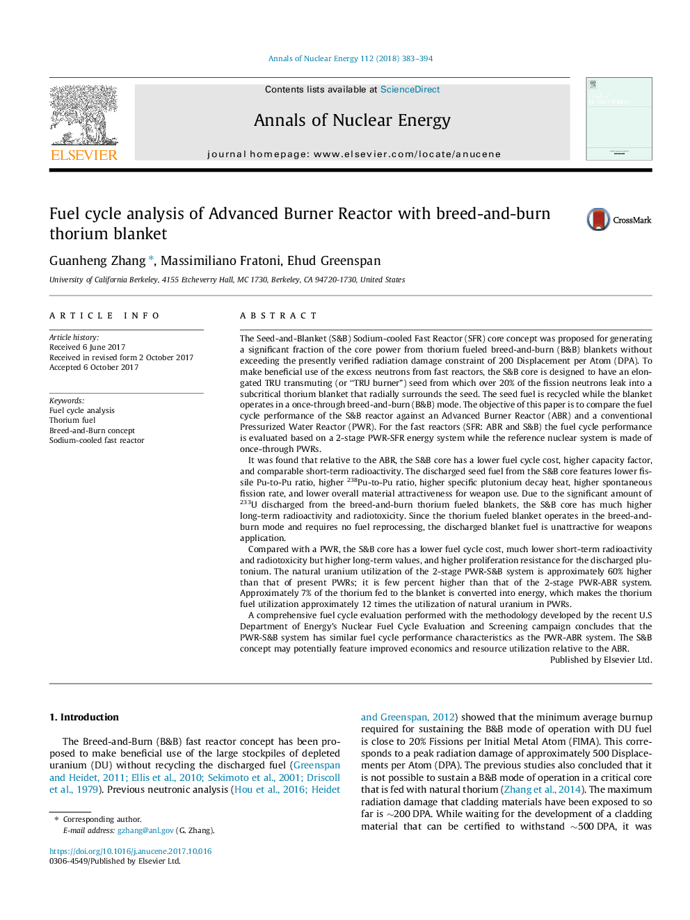 Fuel cycle analysis of Advanced Burner Reactor with breed-and-burn thorium blanket