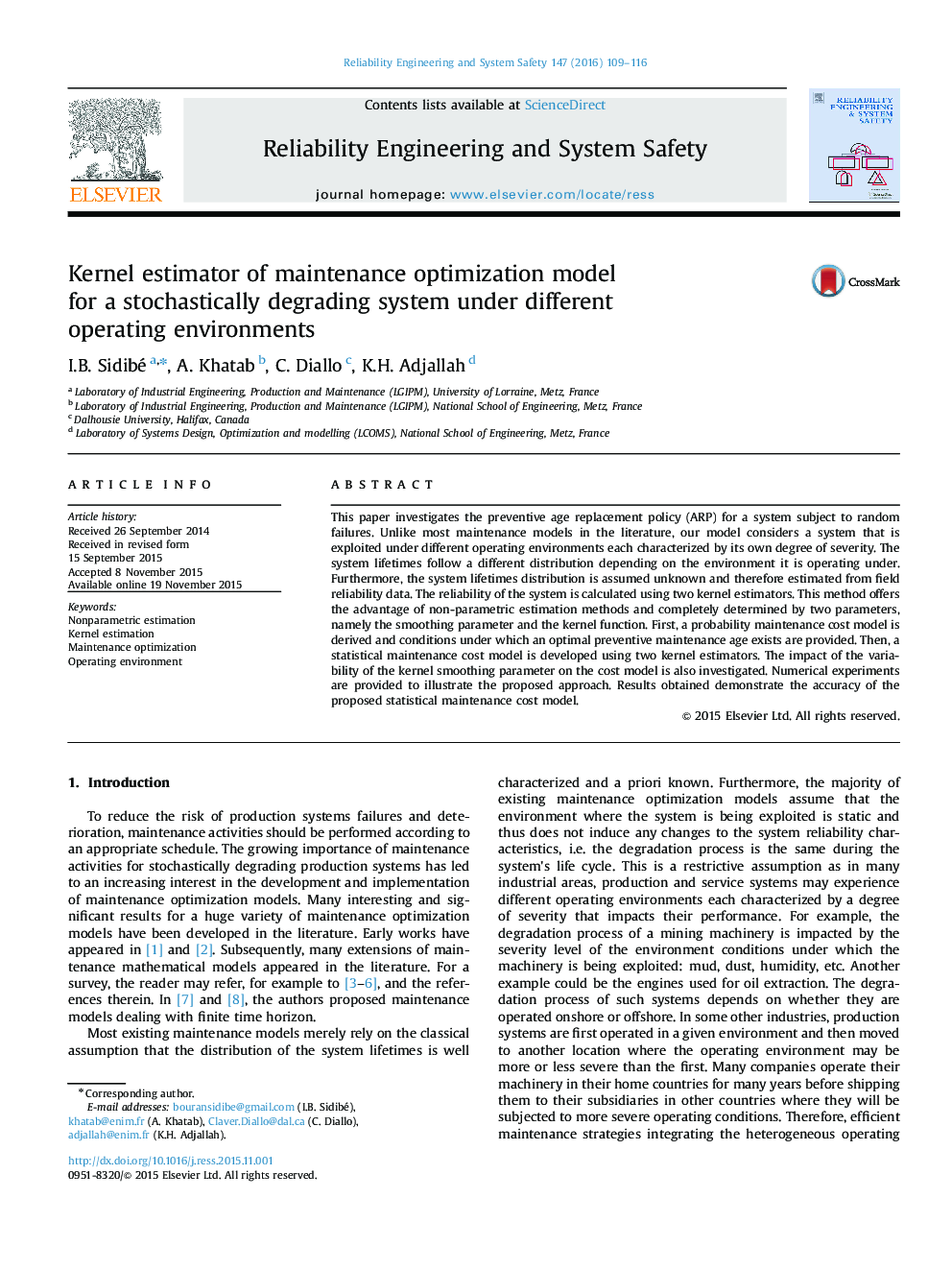 Kernel estimator of maintenance optimization model for a stochastically degrading system under different operating environments