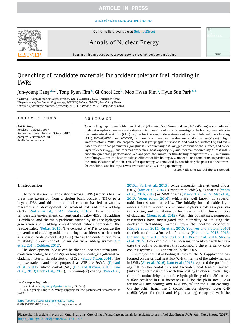 Quenching of candidate materials for accident tolerant fuel-cladding in LWRs