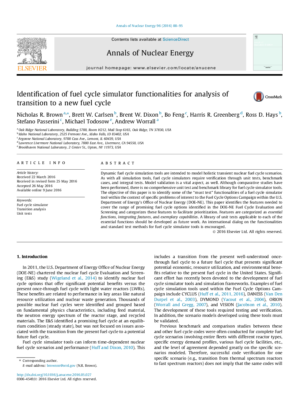 Identification of fuel cycle simulator functionalities for analysis of transition to a new fuel cycle