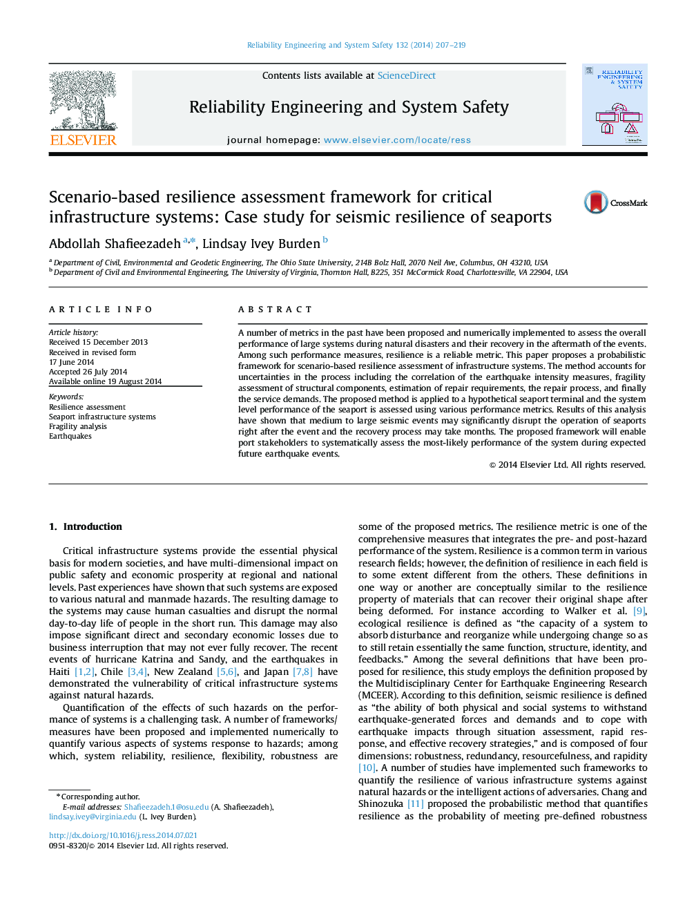 Scenario-based resilience assessment framework for critical infrastructure systems: Case study for seismic resilience of seaports