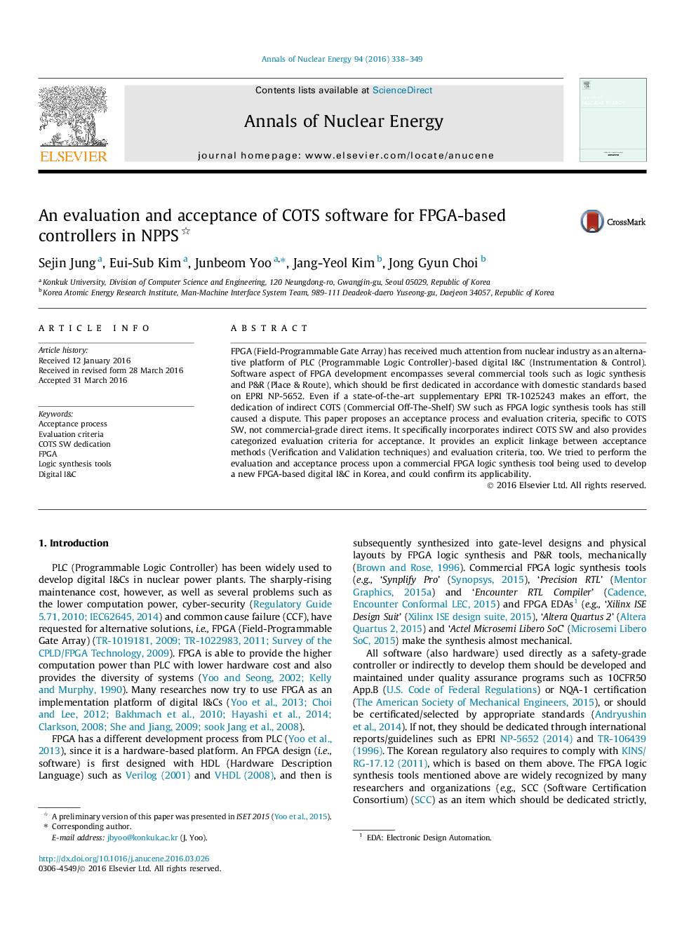 An evaluation and acceptance of COTS software for FPGA-based controllers in NPPS