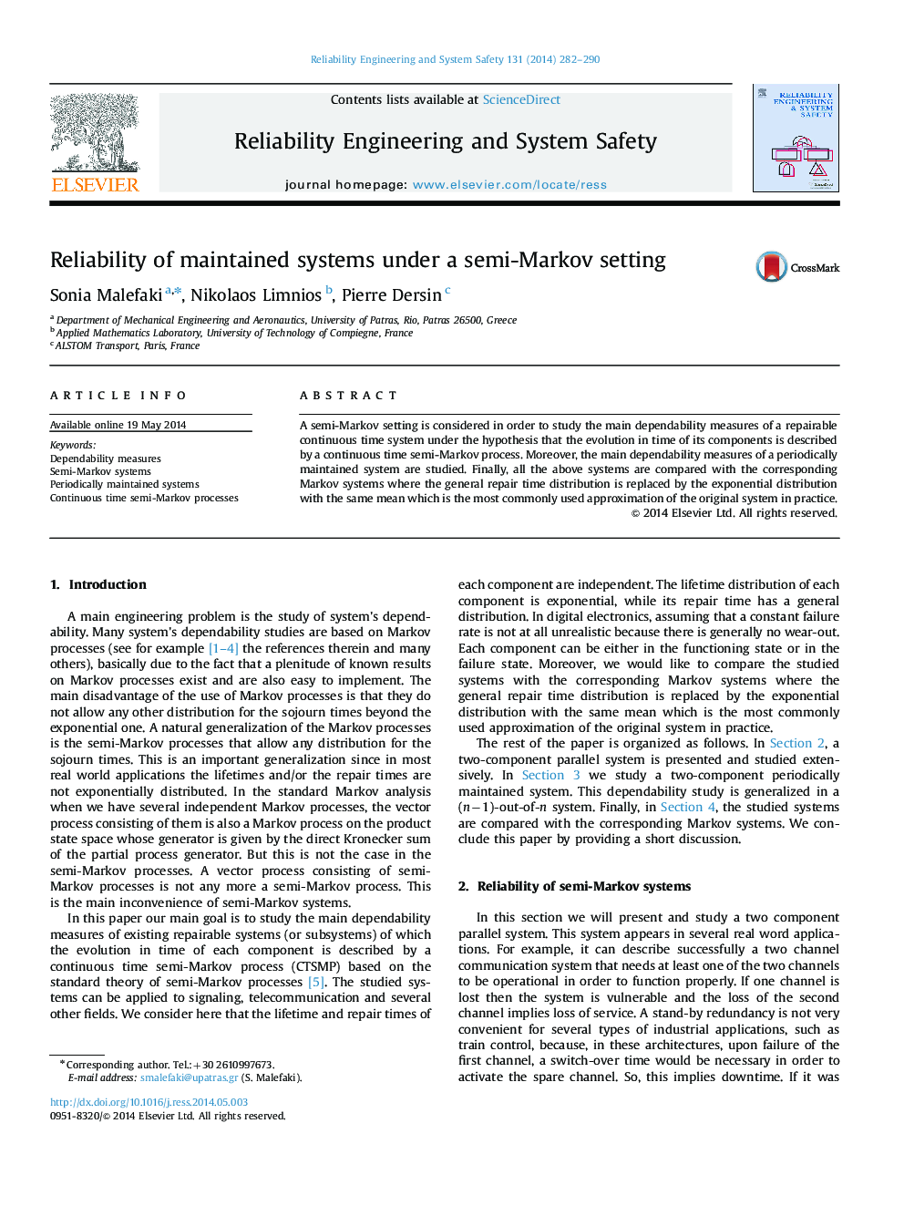 Reliability of maintained systems under a semi-Markov setting