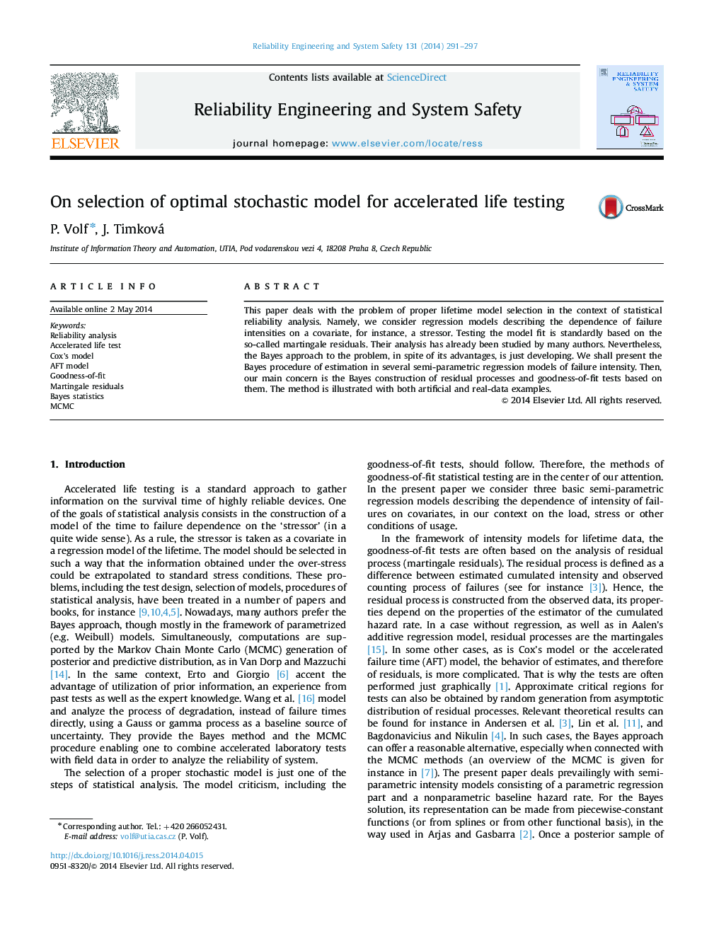 On selection of optimal stochastic model for accelerated life testing