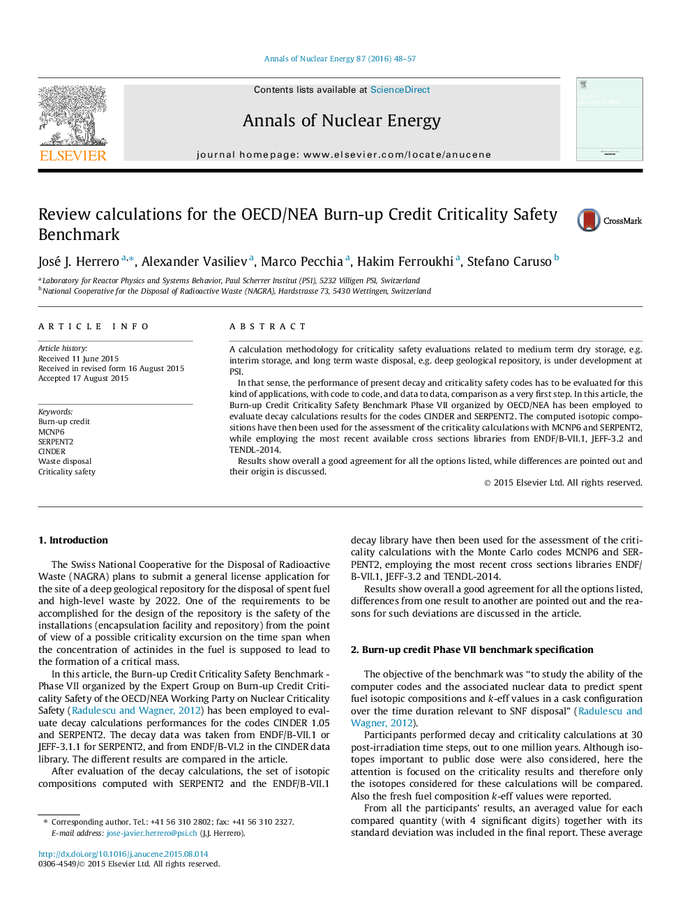 Review calculations for the OECD/NEA Burn-up Credit Criticality Safety Benchmark