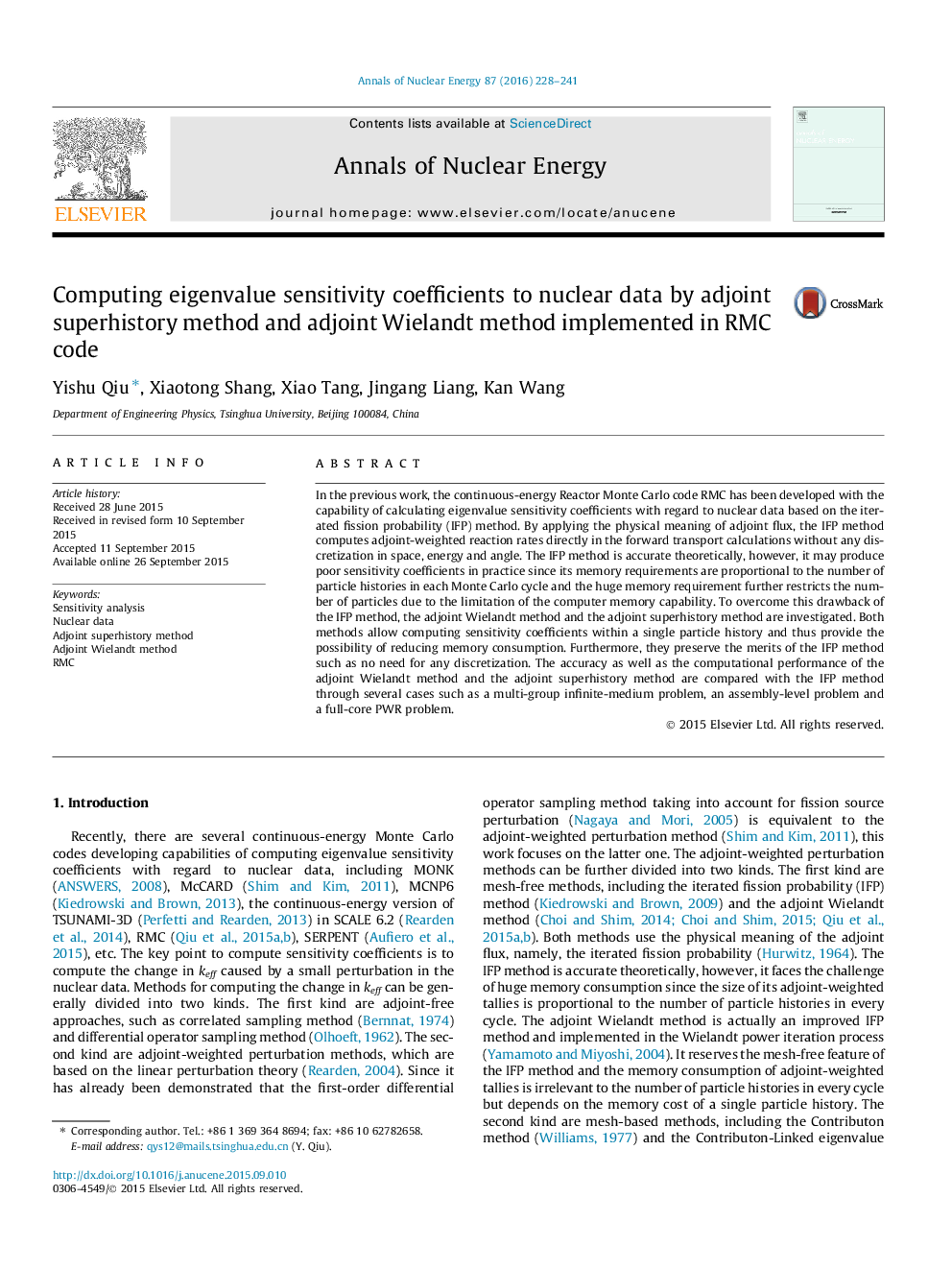 Computing eigenvalue sensitivity coefficients to nuclear data by adjoint superhistory method and adjoint Wielandt method implemented in RMC code