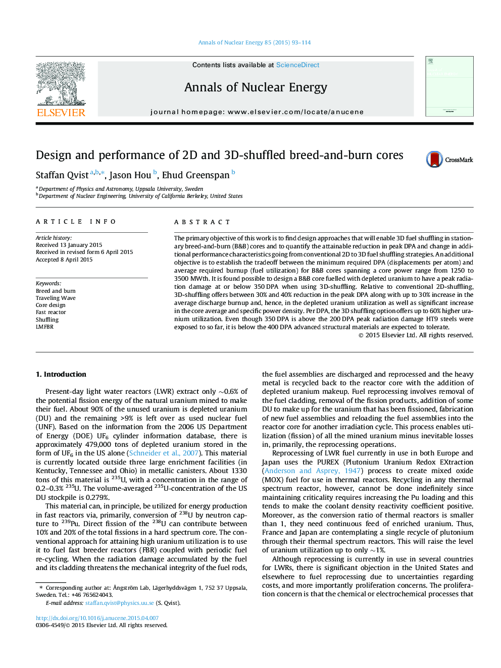 Design and performance of 2D and 3D-shuffled breed-and-burn cores