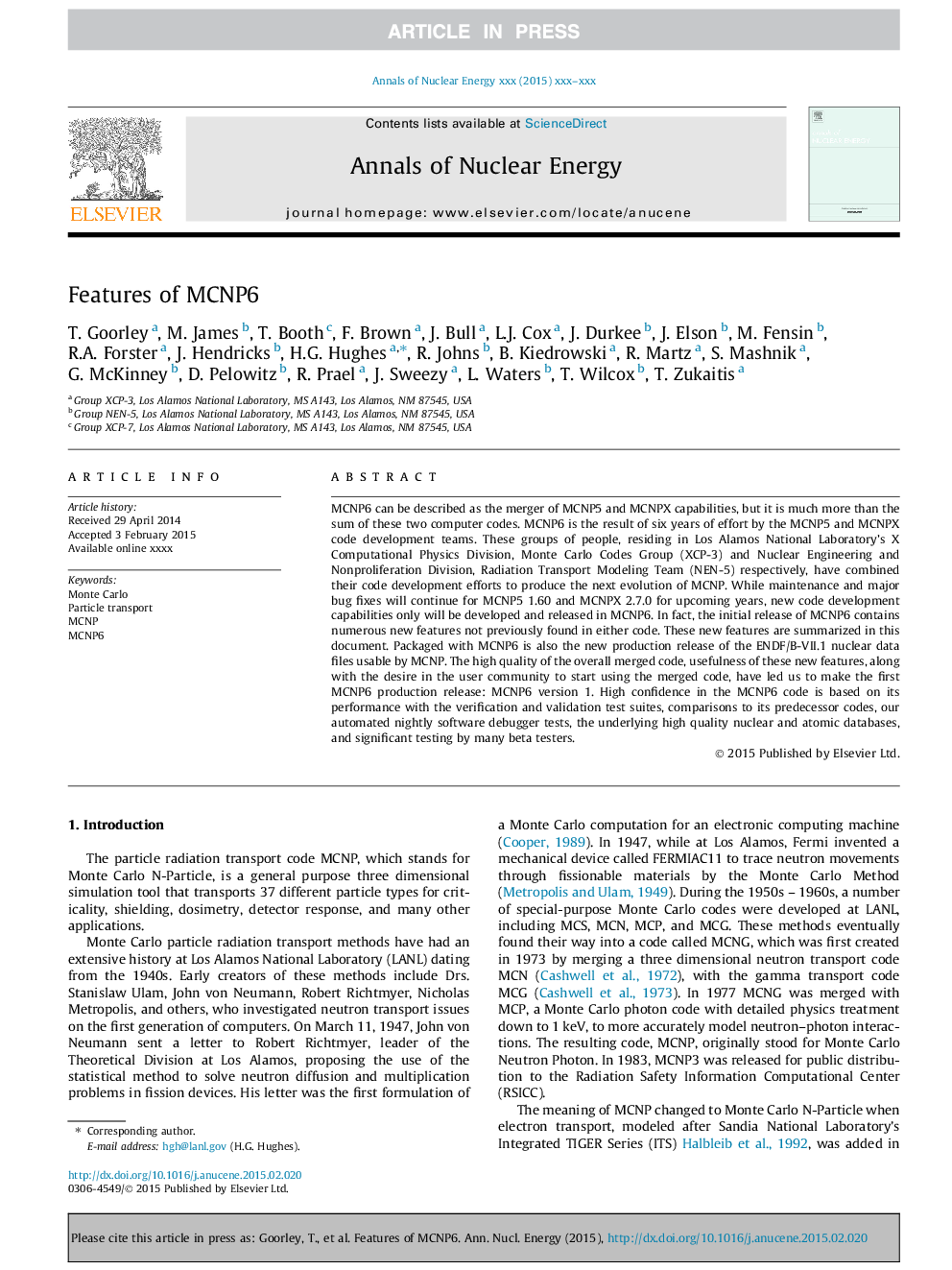 Features of MCNP6