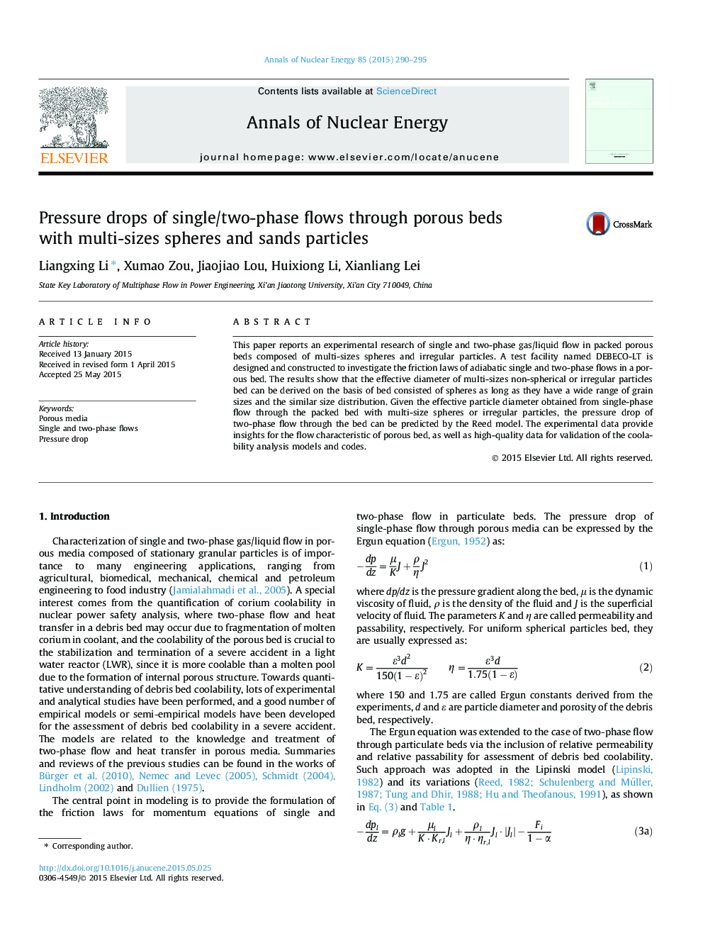 Pressure drops of single/two-phase flows through porous beds with multi-sizes spheres and sands particles