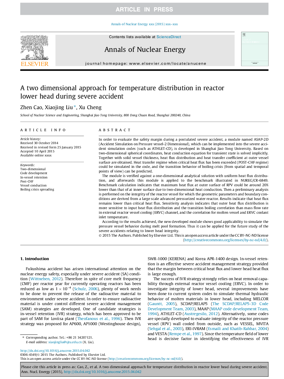 A two dimensional approach for temperature distribution in reactor lower head during severe accident