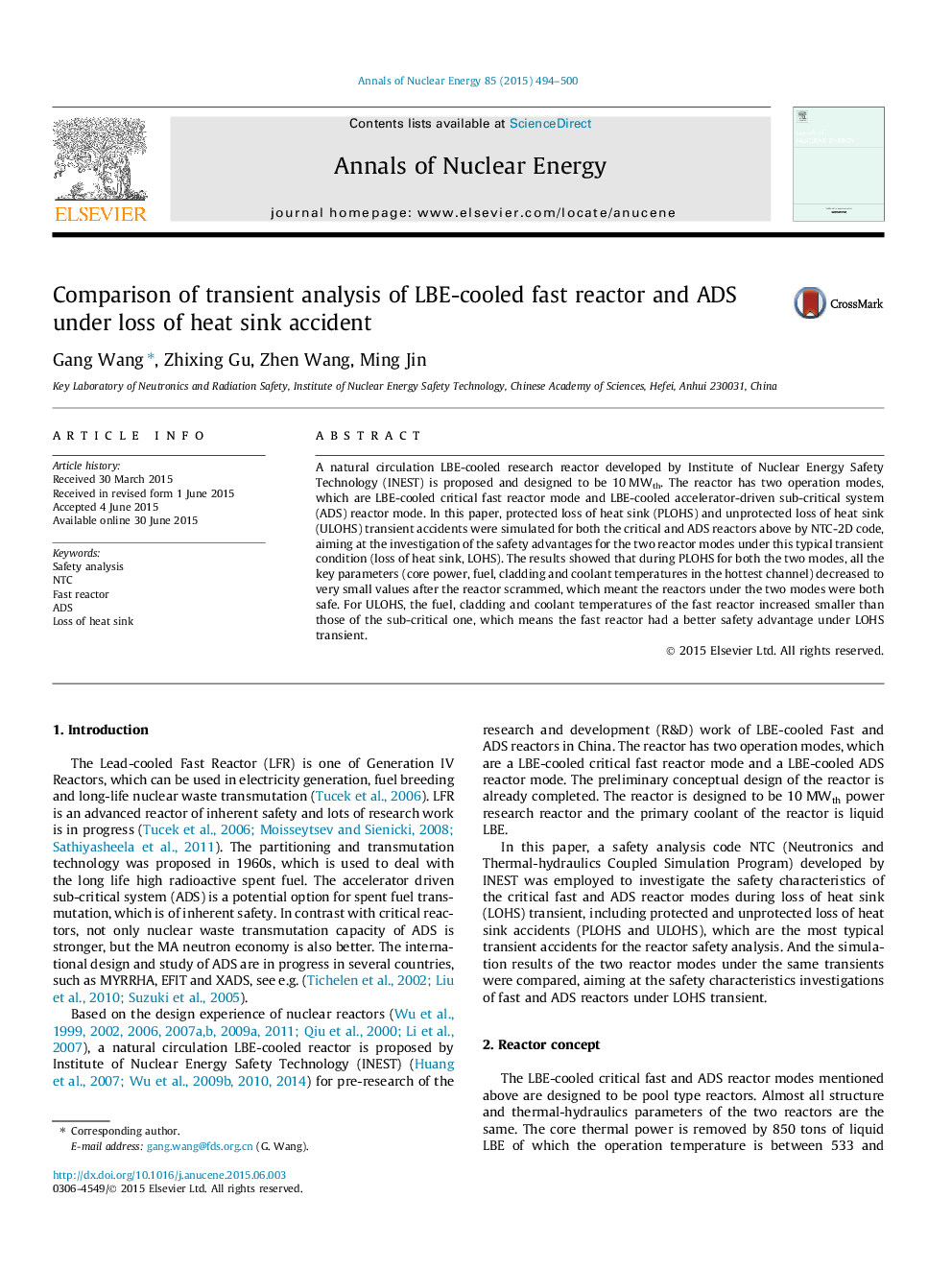 Comparison of transient analysis of LBE-cooled fast reactor and ADS under loss of heat sink accident