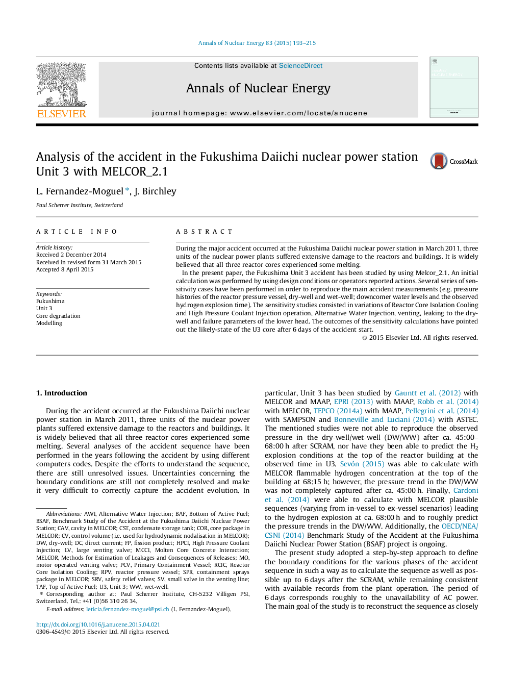 Analysis of the accident in the Fukushima Daiichi nuclear power station Unit 3 with MELCOR_2.1